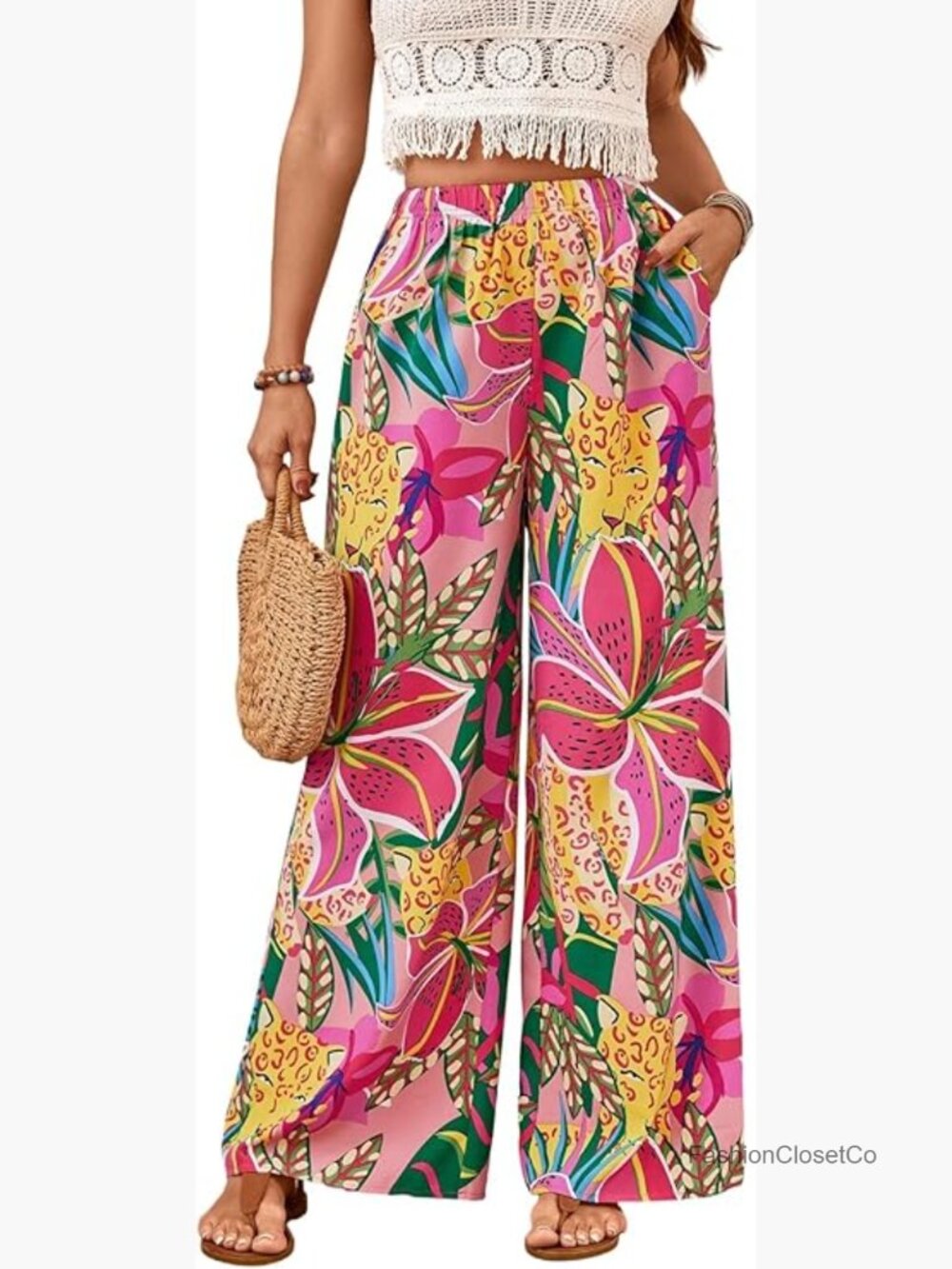 Flowy Wide Leg Palazzo Pants High Waist Drawstring